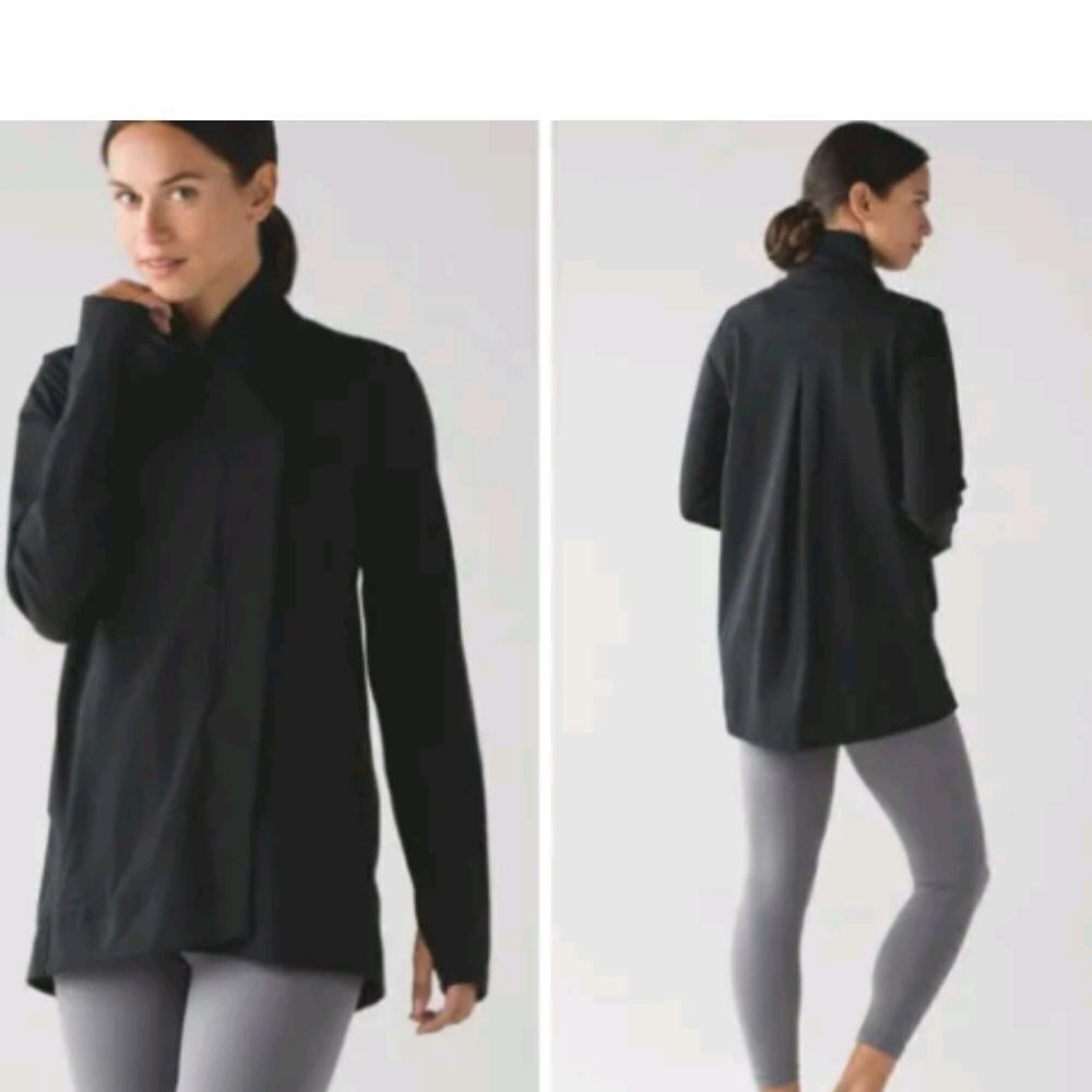 Lululemon wrap cowl sweatshirt jacket cross snap space dye thumb holes